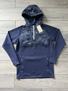 PETER MILLAR YOUTH NAVY HYPERLIGHT WELD HYBRID HALF-ZIP HOODIE, NWT $150, M - Picture 1 of 3