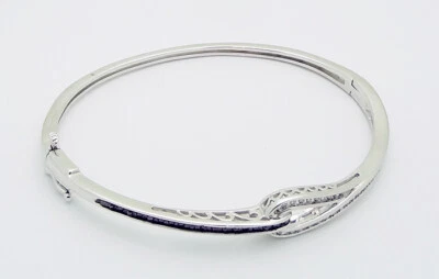 Brand New SUN Sterling Silver 6-7/8" White & Black Diamond Bracelet 12.4 Grams - Image 1 of 4