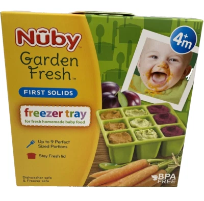 Лоток морозильный Nuby Garden Fresh с крышкой, без бисфенола А, первые твердые вещества для ребенка - Изображение 1 из 4