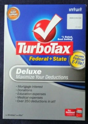 TurboTax Deluxe 2008 Software for Federal and State Tax Preparation, CD - Image 1 of 4