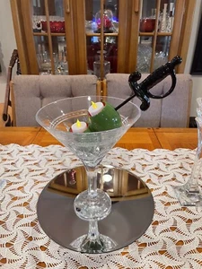 ORIGINAL 12" BÖHMEN SCHWERER BLEIKRISTALL MARTINI TSCHECHIEN MIT HANDGEFERTIGTER OLIVENSKULPTUR - Bild 1 von 18