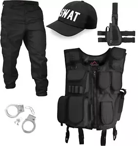 Fashing Kostüm POLICE, SWAT, SECURITY Weste Patch Beinholster Cap Handschellen - Bild 1 von 23