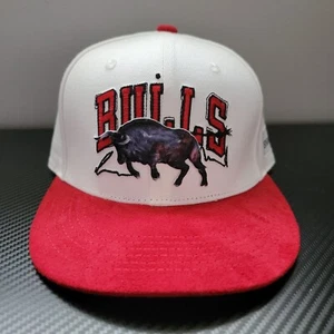 NWOT Chicago Bulls BMO Harris Patch White Felt Flat Bill Snapback Textured Hat - Picture 1 of 8