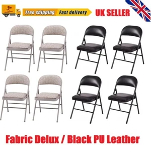 BLACK /  Fabric Metal Home Office CHAIR FOLDING FOLDABLE COMPUTER PARTY Meeting - Picture 1 of 24