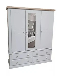 HANDMADE AYLESBURY 4 DRAWER TRIPLE SHELVED WARDROBE Grey (NOT FLATPACKED) - Picture 1 of 6