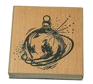 Tampon caoutchouc sapin de Noël ornement de vacances monté sur bois Artsy Magical OOAK TWI - Photo 1/8