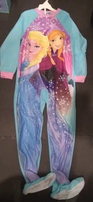 NEW Disney Frozen Girls Footed Blanket Sleeper Pajamas Sz 10 - FREE SHIPPING - Image 1 of 4