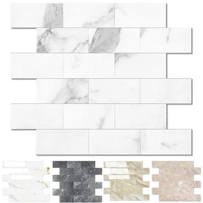 -Pack Peel and Stick Tile Backsplash 12"X12" PVC Wall Tiles, 10 Bright White - Изображение 1 из 4