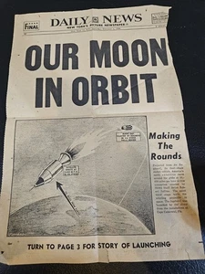 1958 Newspaper About Satellite Orbiting - Picture 1 of 6