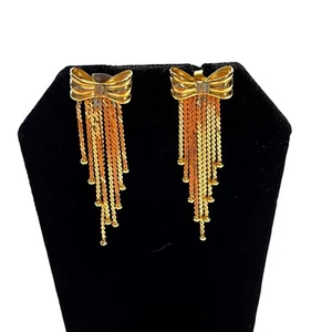 Elegante aretes colgantes de oro amarillo de 18k con cuentas y borla con poste colgante de 4,3 g - Imagen 1 de 7