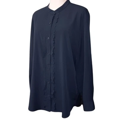 Blusa Top BANANA REPUBLIC Fluida Azul Marino Oscuro XL Carrera Oficina Profesional Foto 1 de 4