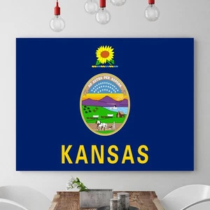 KANSAS State Art Print Flag United States Office Home Wall Decor Poster/Canvas - Picture 1 of 4