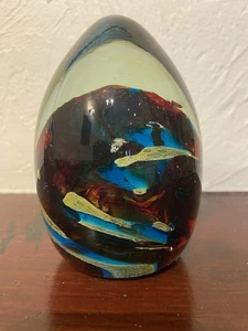 Vintage Mdina Ovoid Egg Paperweight, Marbled, Decorative, Heavy, Rare - Picture 1 of 12