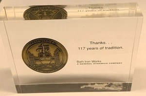 # C10103 BATH IRON WORKS, BATH, ME. U.S. S. MASON PAPER WEIGHT - Picture 1 of 4