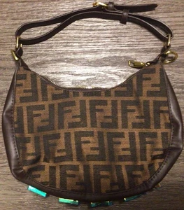 Auténtico Nuevo Bolso de Hombro Fendi Zucca Lona Cuero Caqui Marrón Correa Cartera - Imagen 1 de 7