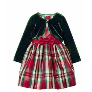 Iris&Ivy Girls Three Piece Holiday Plaid Taffeta Dress & Cardigan Set 12mths $54 - Picture 1 of 3