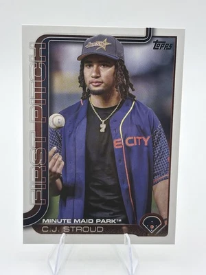 CJ Stroud First Pitch 2025 Topps Series 1 Baseball #FP-10 Houston Astros/Texans - Image 1 of 2