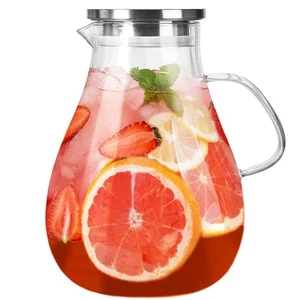 with Lid1 Gallon Glass Water Pitcher Hot Cold Water Jug Juice and Iced Tea Bever - Picture 1 of 8
