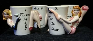 🔥 Very Rare!!! Vintage Party Girl Cups Mancave Gift Burlesque - 1 For the Money - Picture 1 of 8