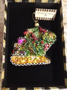 MACKENZIE CHILDS  Glass Ornament - HOLLY SLEIGH - Picture 1 of 2