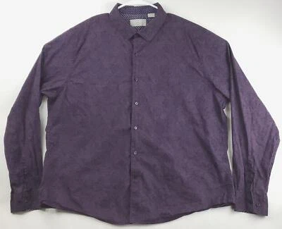 Claiborne Shirt Mens 2XL Purple Floral Stretch Slim Fit Flip Cuffs Button-Up - Image 1 of 4