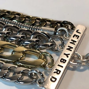 Jenny Bird Austin Cuff Mixed Metals Stacked 5 Chain Bracelet NWT Original Bag - Picture 1 of 13