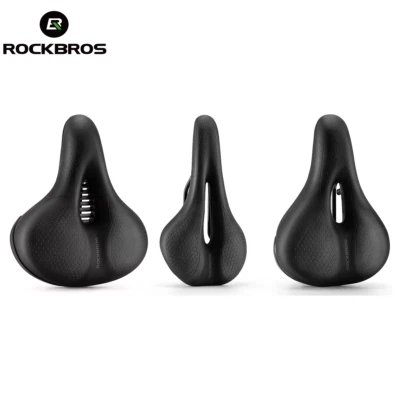 ROCKBROS Bicycle Cushion Soft Saddle Comfort Wide Racing MTB Mountain Bike PU Hollow Seat