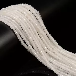 Natural White Jade Faceted Rondelle Beads Size 3x4mm 14'' Strand - Picture 1 of 2