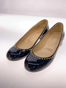 Christian Louboutin Women's Spike Studded Low Block Heel Pumps Black size 38.5 - Picture 1 of 19