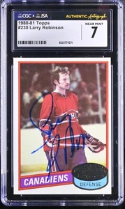 Larry Robinson Signed 1980-81 Topps Card #230 Montreal Canadiens CGC 7 JSA Auto - Picture 1 of 2