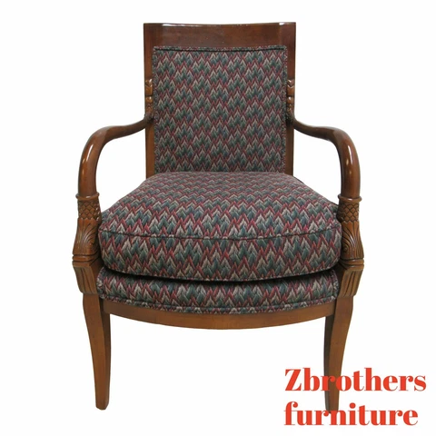 Century Furniture Carved Koi Serpent Italian Regency Living Room Arm Chair Cover