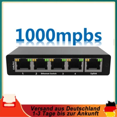 5-Port Gigabit Desktop Netzwerk Switch Ethernet RJ45 LAN Verteiler HUB schwarz - Bild 1 von 4