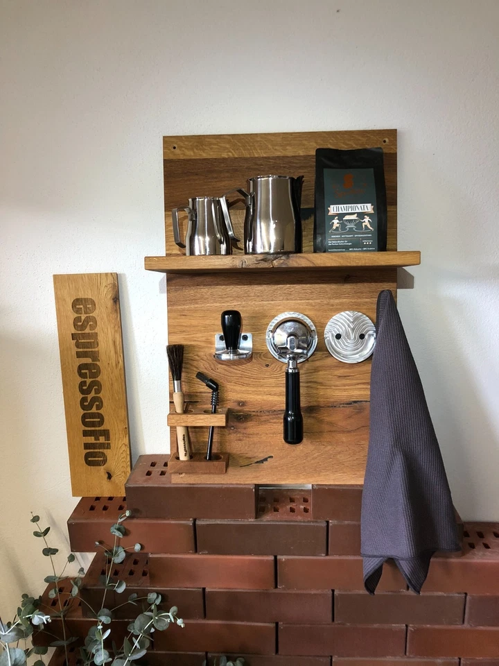 ESPRESSOFLO Wand Board Barista Rack Halterung für Siebträger Espressomaschinen E61 LELIT
