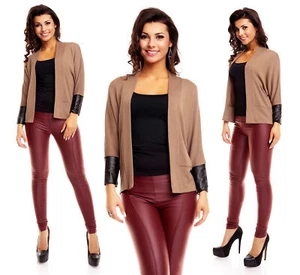 Damen Cardigan Elegant Strickjacke Strickpullover Blazer Jacke Lange Ärmel 1057 - Picture 1 of 17