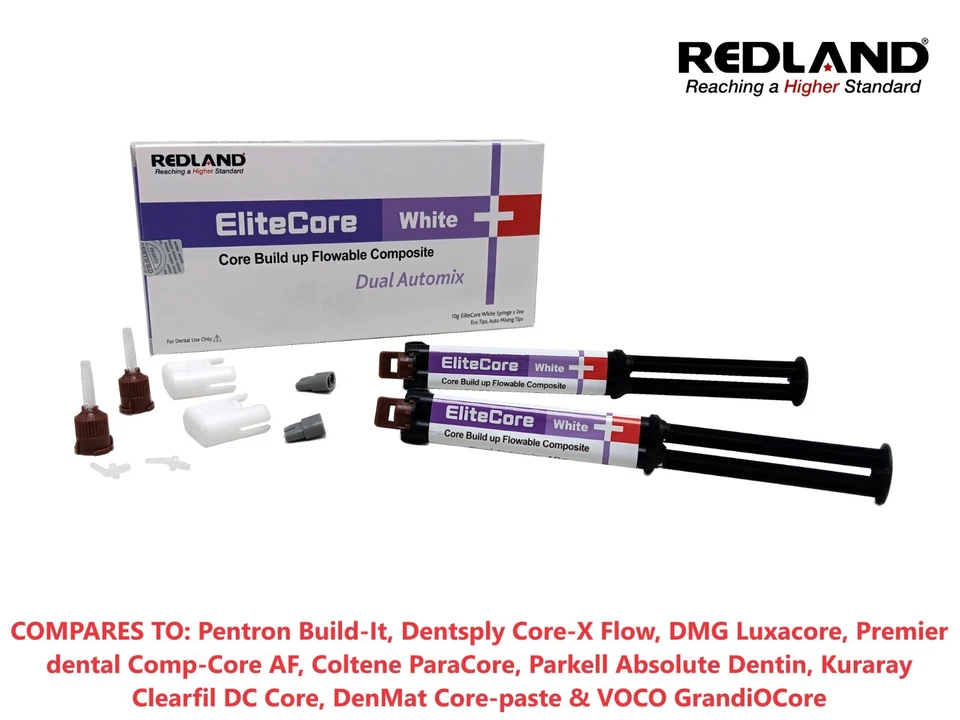 REDLAND DENTAL REDLAND Elite-Core Core Build up Flowable Composite 2x10gm Syringes EXP:2024-10