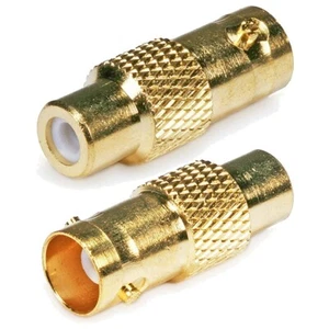 2 Pcs BNC Female to RCA Female Coax Coaxial Adapter CCTV Video Connector Gold - Picture 1 of 3