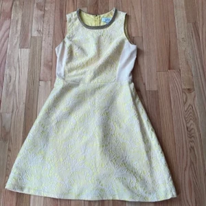 Badgley Mischka Dress Womens 8 Yellow Lace Fit and Flare Formal Ladies - Picture 1 of 14