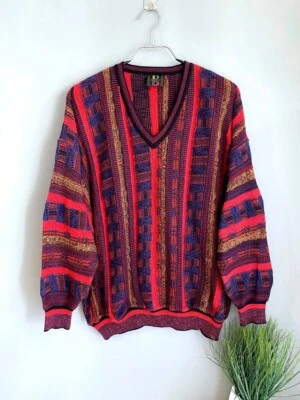 Baffo 90s Vintage Y2K Multicolor Knit Sweater COOGI STYLE Size L-XL - Image 1 of 4