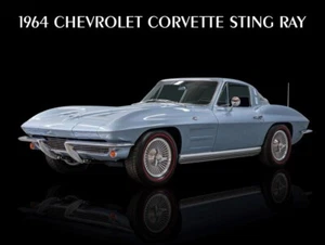 1964 Chevrolet Corvette Sting Ray in Blue NEW Metal Sign: 12x16 Ships Free - Picture 1 of 1