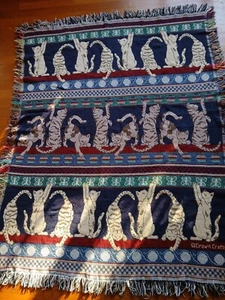 VTG Blanket-Lap Warmer Playful Cats-Butterflies 64"x50 @ Fringe Crown Crafts - Picture 1 of 10