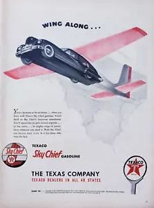 Anuncio impreso de gasolina Texaco Sky-Chief de colección decoración artística de pared efímera - Imagen 1 de 1