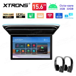 15.6" FHD Android Car Roof TV Monitor 32G 8K Video Screen Mirroring 2xHeadphones - Picture 1 of 12