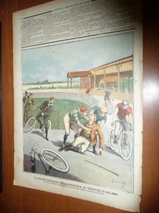 TROTTER A MILANO INCIDENTE CICLISMO LANFRANCHI TORO INFURIATO CORRIDA 1895 - Picture 1 of 2