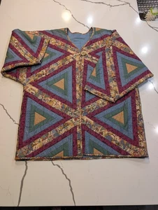 Quilt Jacket Handmade Cotton Patchwork XL-XXL Cottage Large Pockets - Picture 1 of 19