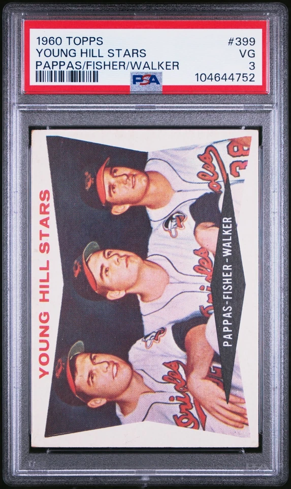 1960 TOPPS #399 YOUNG HILL STARS PAPPAS/FISHER/WALKER PSA VG 3 - Image 1 of 2