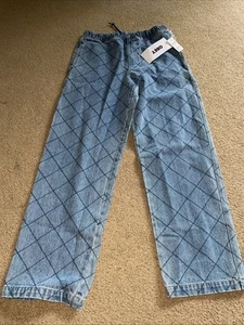 Obey Women's Denim Easy Diamond Pattern 90's Style Baggy Loose Fit Pants Size S - Picture 1 of 11