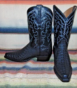 Botas de Vaquero Para Hombres Rujo The Kirby Negro Hornback Caimán/Cuero 11 D Nuevas en Caja - Imagen 1 de 6