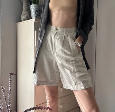 Pantalones Cortos De Colección Años 90 Liz Claiborne Liz Sport Mezcla de Lino Cintura Alta Plisados Talla 6 Foto 1 de 4