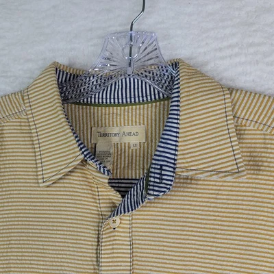 Camisa Territory Ahead Para Hombre Grande Alta Amarillo Rayas Seersucker Doble Capa Foto 1 de 4