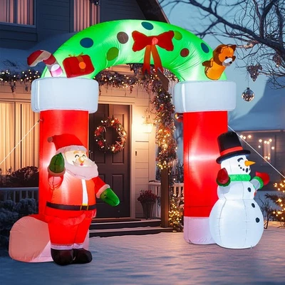 8.2FT Lighted Christmas Inflatable Archway,Inflatable Santa Claus Christmas Arch - Image 1 of 4